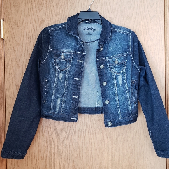 Vanity Jackets & Blazers - Vanity dk wash stretch jean jacket sz L